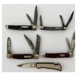 5 Vintage Pocket Knives Old Timer, Sears, Kabar +