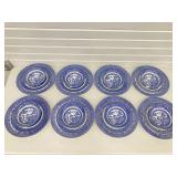 BLUE WILLOW CHURCHILL ENGLAND SETTING OF 8 DINNER