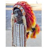 Native American Feathered & Beaded Headdress /