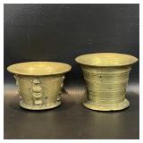 2 Heavy Brass Mortar ? Cups , Vintage / Antique