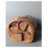 Carved Cedar Wood Log Three Drawer Box