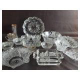 Vintage Clear & Frosted Glass Serving Divided