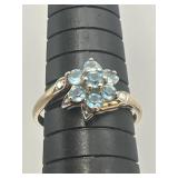 10K Yellow Gold & Blue Topaz WM Ring 1.5g