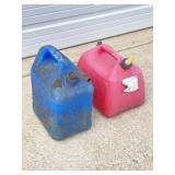 2 FUEL CANS BOTH HALF FULL OF FUEL
