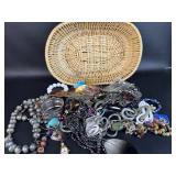 Basket w/ Costume Jewelry