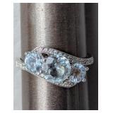 Stauer Genuine Aquamarine Voyager Ring .925