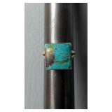Square Turquoise Stone 925 Sterling Silver