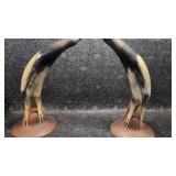 Pair of Vintage Horn Art, Bird Figurals
