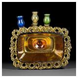 VTG Indiana Glass Style Dish Marked FTD w/ 3