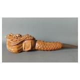 Vintage Carved Wood Asian Dragon Smoking Tobacco