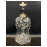 Vintage Pinch Decanter w/ Sterling Stopper, Crack