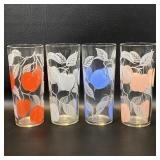 4 Mid Century 6 Inch Apple Glasses / Tumblers