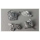 3 Birds and Blooms Limited Edition Pewter Pins
