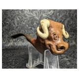 Vintage Hand Sculpted Bull Figural Smoking Pipe,