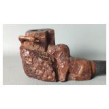 Vintage Carved Wood Tobacco Smoking Pipe signed