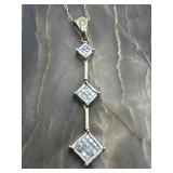 10K Y Gold Princess Diamond Pendant & 10K F Gold