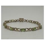 10K Yellow Gold & Peridot Tennis Bracelet 7.2g