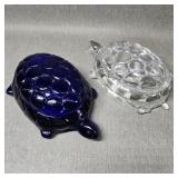 Westmoreland Clear & Cobalt Glass Cigarette Boxes