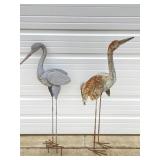 2 METAL ART CRANES/HERONS