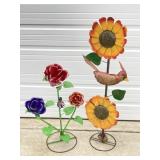 2 METAL ART FLOWER PLANTS