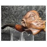 Imported Briar Smoking Pipe with Smoking Man
