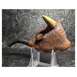 Vintage Bull Figural Smoking Pipe, Imported Briar