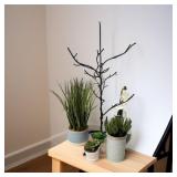 Modern Wire Tree Decor w/ Faux Plants