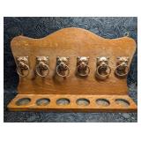 Antique Quartersawn Oak Pipe Rack with Mastiff