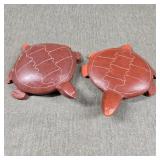 Pair of Sioux Carved Stone Turtles Signed 'Winona'