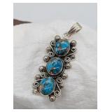 STERLING SILVER TURQUOISE PENDANT