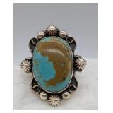 SZ., STERLING SILVER TURQUOISE RING