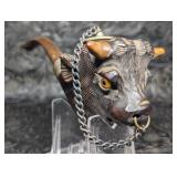 Vintage Bullshead Smoking Pipe with Cap