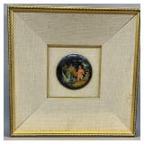 Russian Hand Painted Lacquer Medallion , Framed