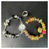 Pandora Style Bracelets/ Spoon Ring/ Swap Watch