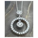 14K White Gold & Diamonds Pendant & Chain 2.9g