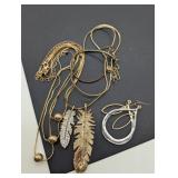 SUMMER GOLD TONE FUN, FEATHERS & BALLS EARRINGS &