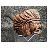 Hand Carved Indian Cheif Figural Smoking Pipe