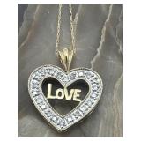 10K D Y Gold Heart Pendant & 10K Chain 2.9g