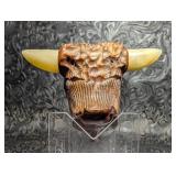 Vintage Articulated Hand Carved Bull Figural