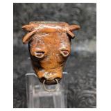 Vintage Hand Carved Bull With Ring In Nose