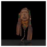 1989 Carved Wood Native American Indian Dan