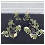 Made in Italy Metal Candle Holders w/ Grapes &