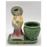 VINTAGE SHAWNEE POTTERY ASIAN FIGURE VASE/PLANTER