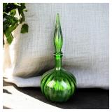 Modern Green Art Glass Decanter w/ Stopper