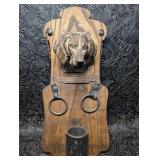 Folk Art Match Safe with Dog Figure