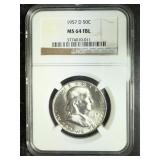 Graded MS 64 FBL Half Dollar 1957 D Benjamin