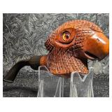 Hand Carved Parrot Figural Smoking Pipe Imported