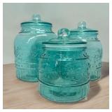 Pioneer Woman Teal Glass Canister Set