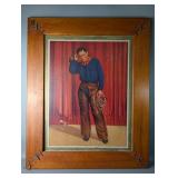 Vintage Large Will Rogers Birdseye Maple Framed