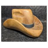 Carved Wood Cowboy Hat